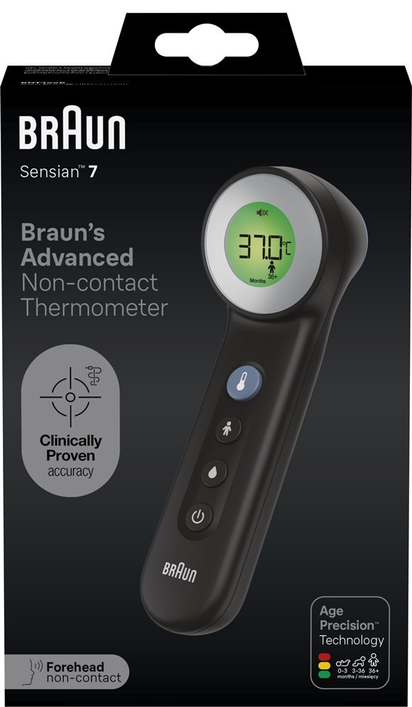 Braun Sensian 7 BNT400B Schwarz Age Precision Stirn Thermometer