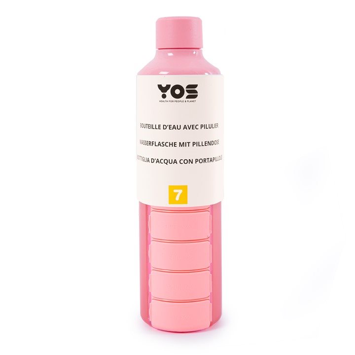 YOS Bottle Wochendispenser 375ml mit 7 Fächern pink