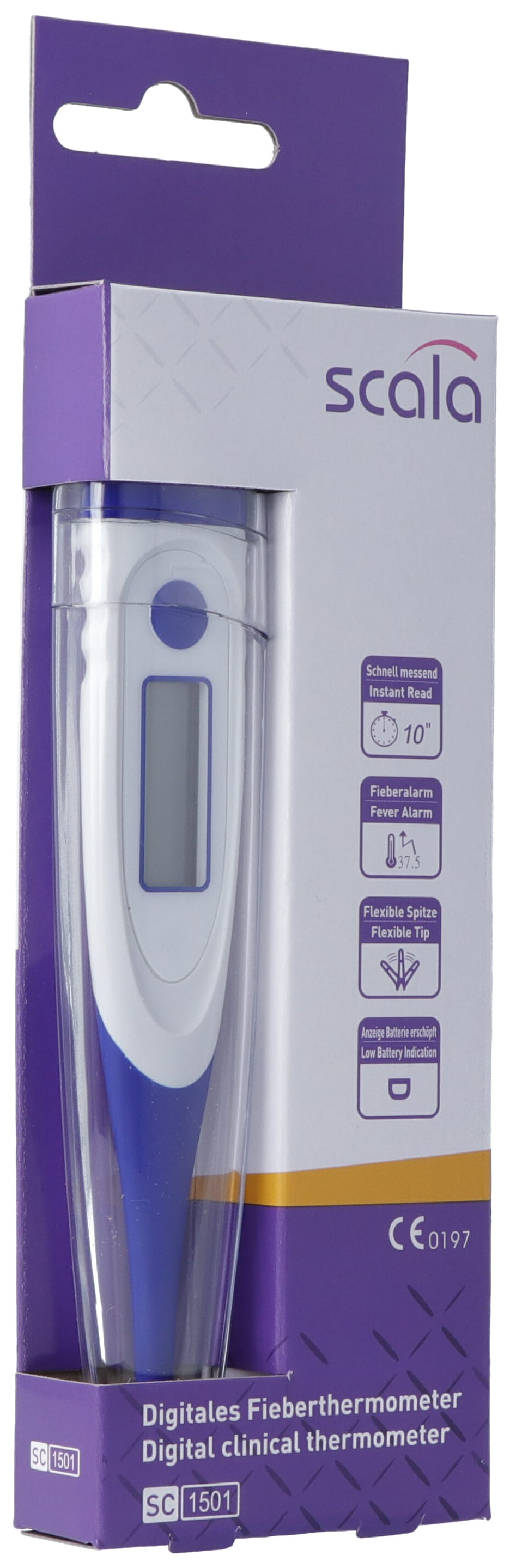 scala Digital Thermometer SC 1501 flexible Spitze 10 Sekunden blau
