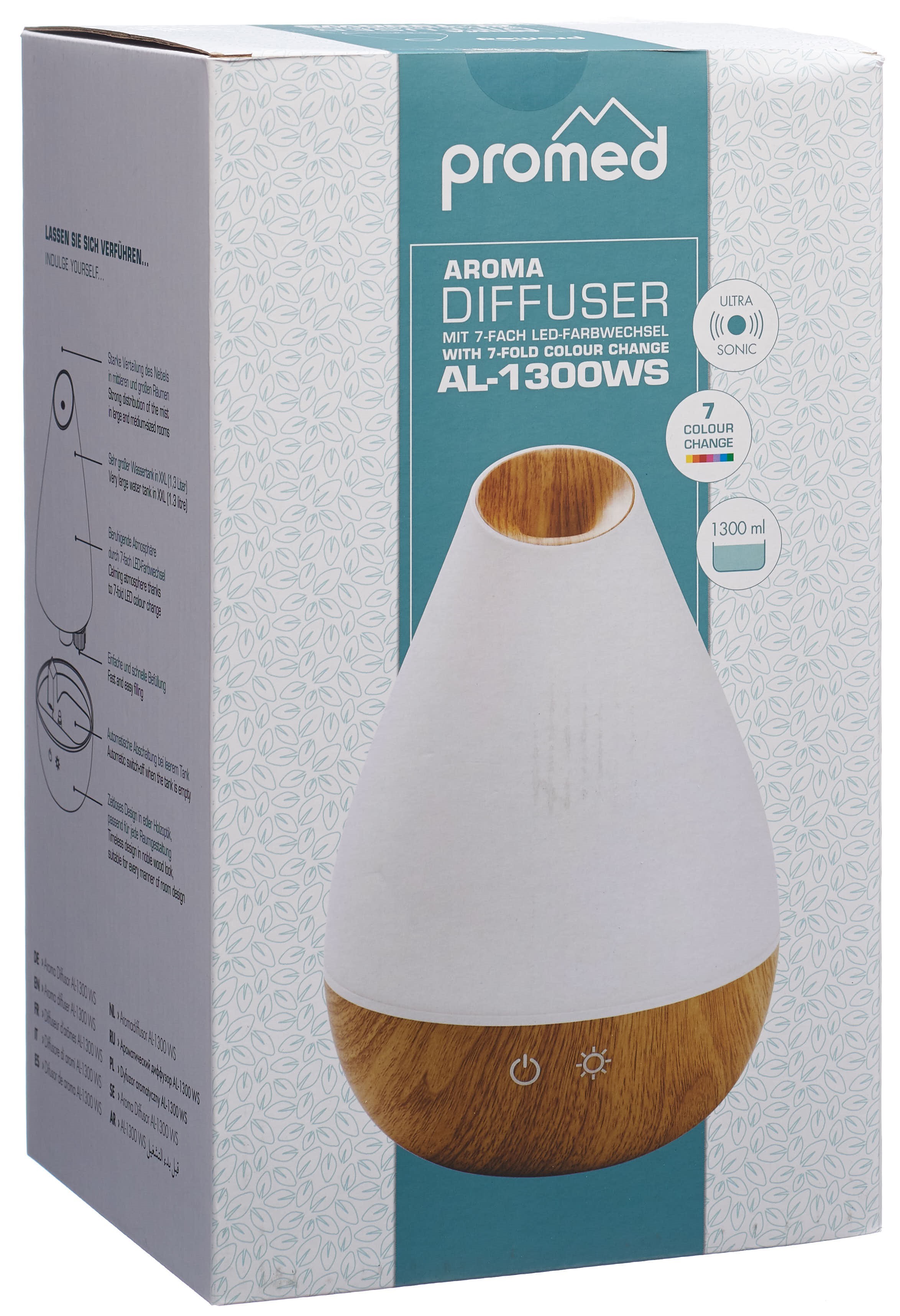 promed Aroma Diffusor AL 1300 WS mit 7-fach LED-Farbwechsel