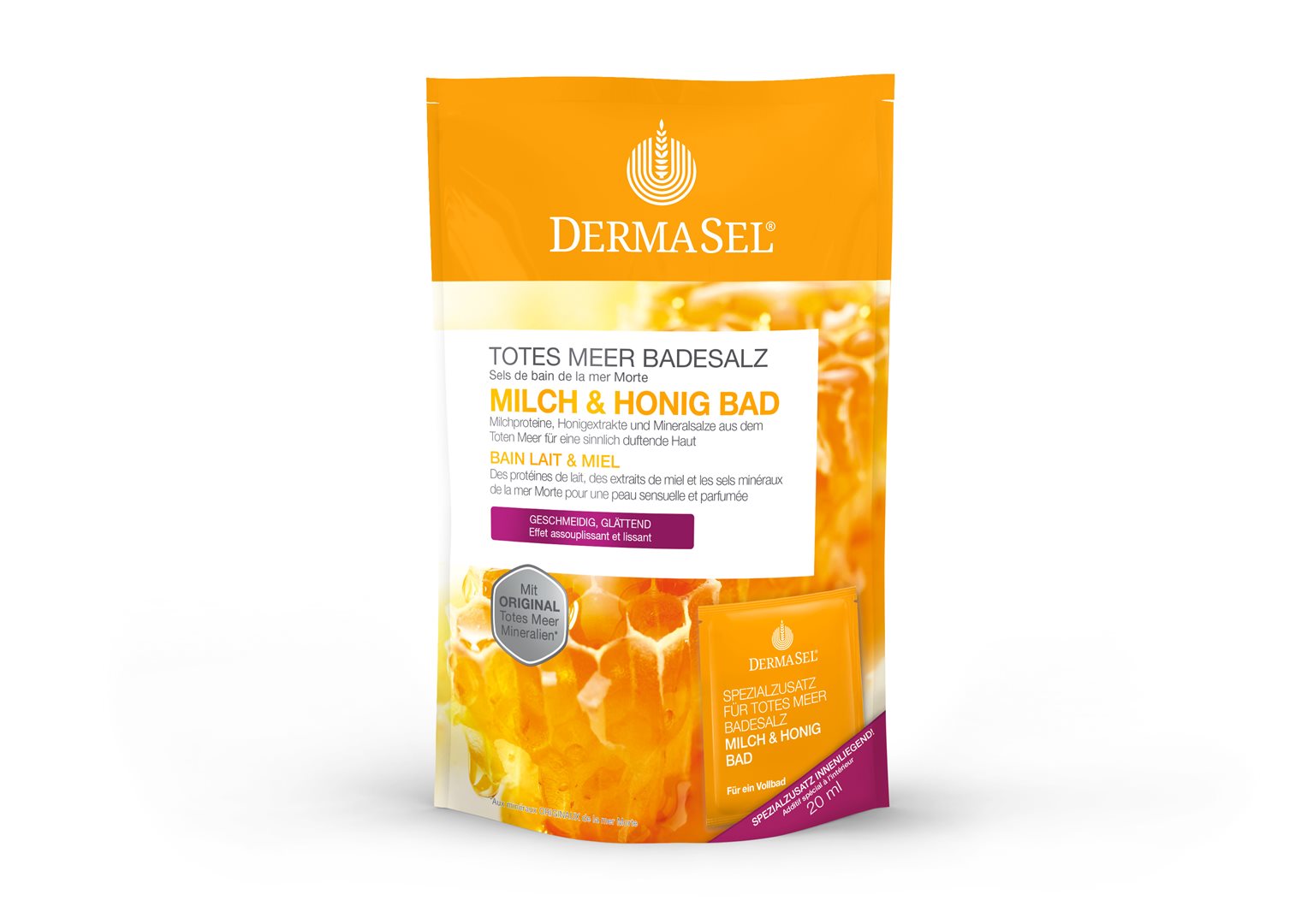 DermaSel Badesalz Milch & Honig deutsch/französisch