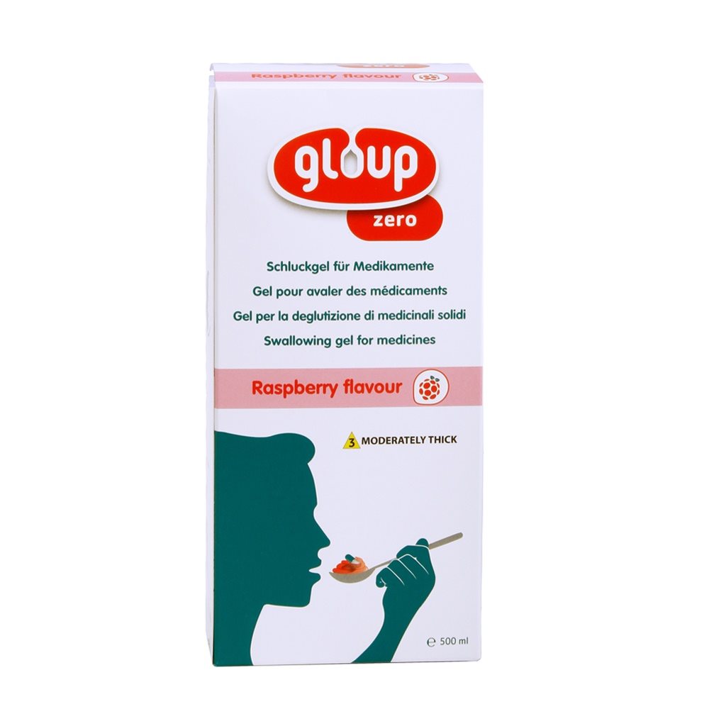 gloup Schluck Gel für Medikamente Zero mit Himbeer-Aroma