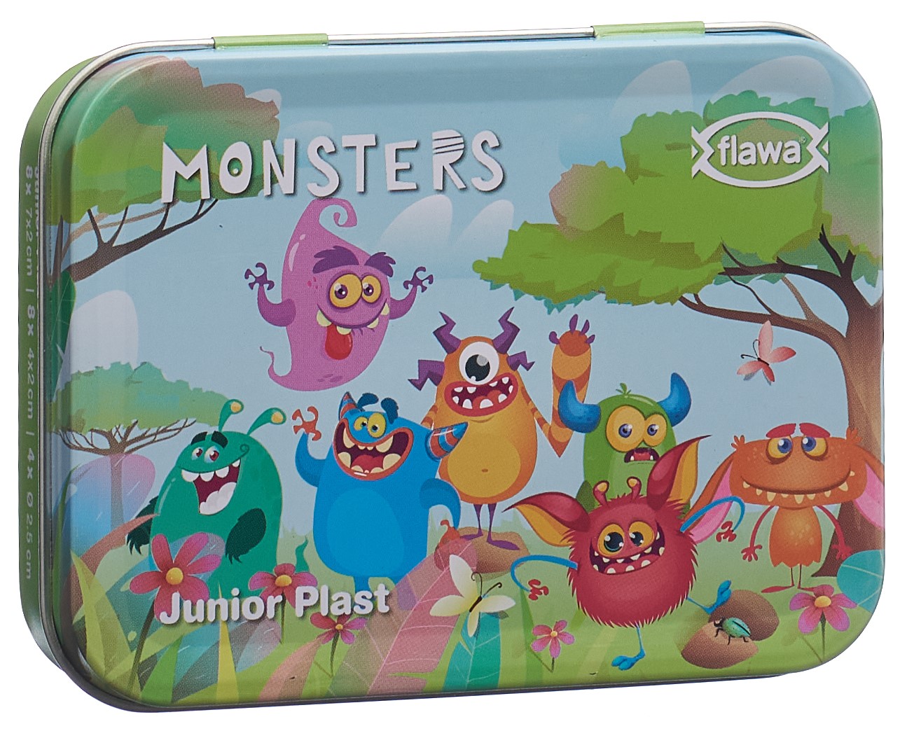 flawa Junior Plast Strips Monsters Tin Box