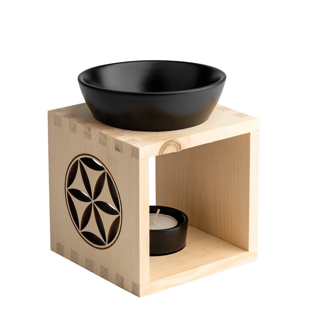 Bitto Duftlampe Malmö In Metallblau – Fair Trade Aromalampe Aus Bambus & Keramik Mit Kerze