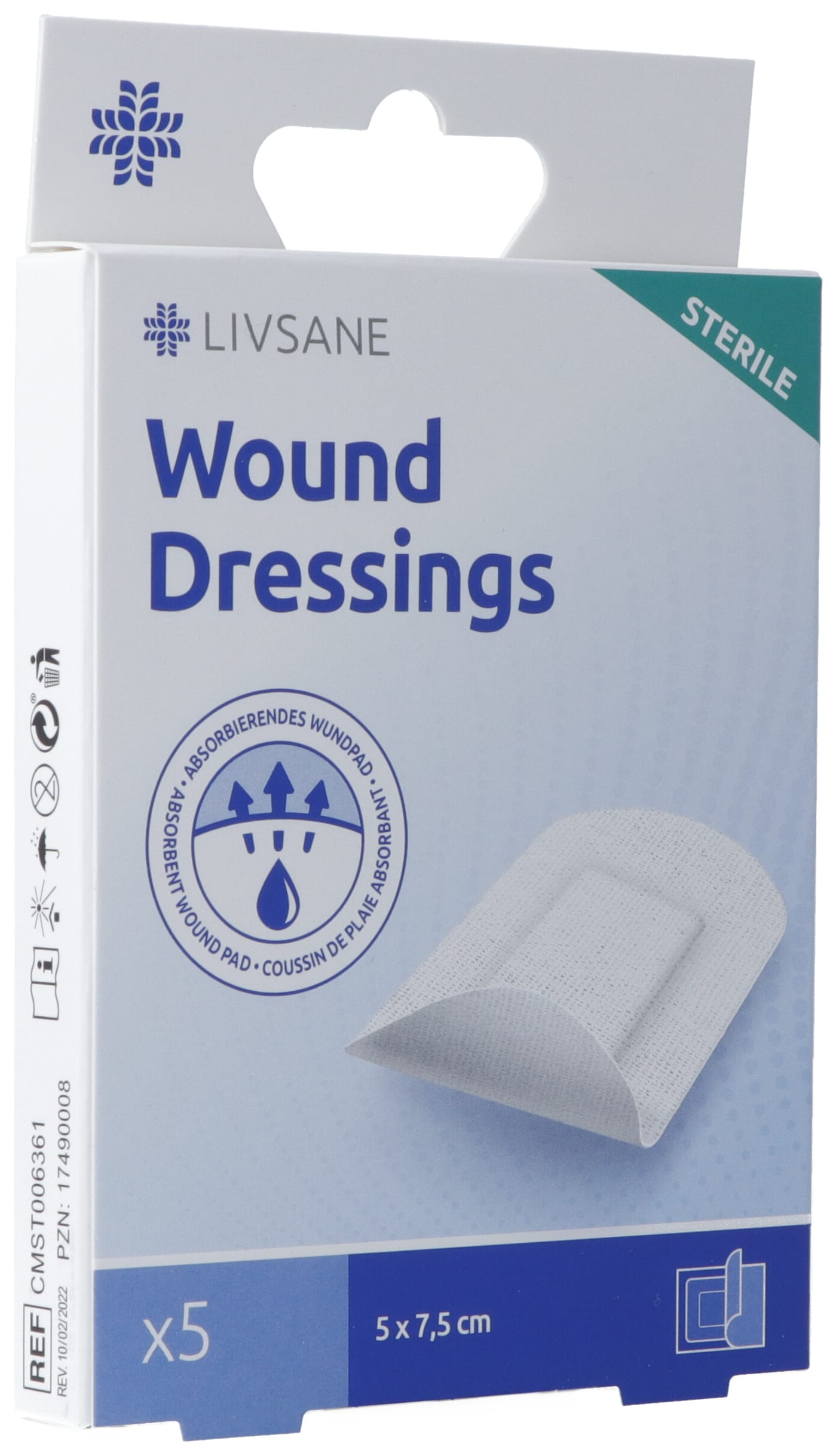 LIVSANE Sterile Wound Dressings 5x7.5cm