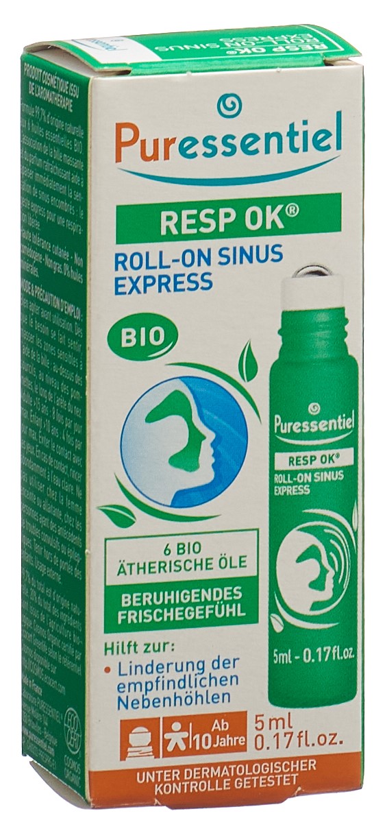 Puressentiel Atemwege Sinus Roll-on mit ätherischen Ölen Bio