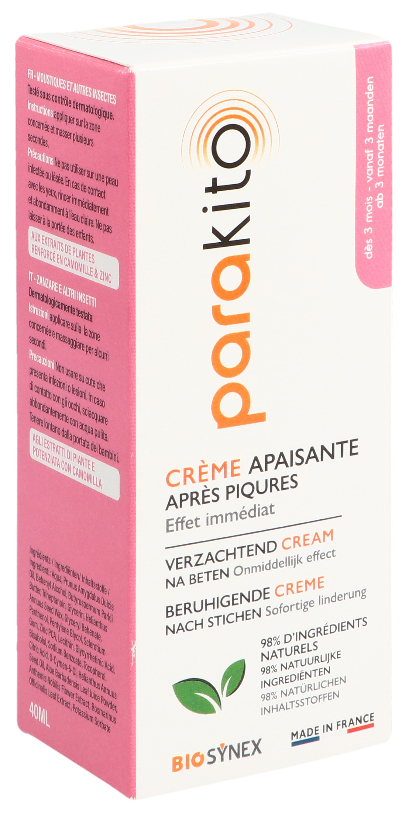 parakito Creme nach Stichen
