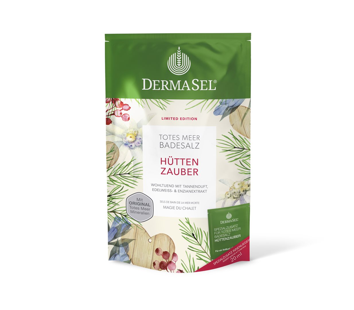 DermaSel Badesalz Hüttenzauber Limited Edition + 20ml deutsch französisch