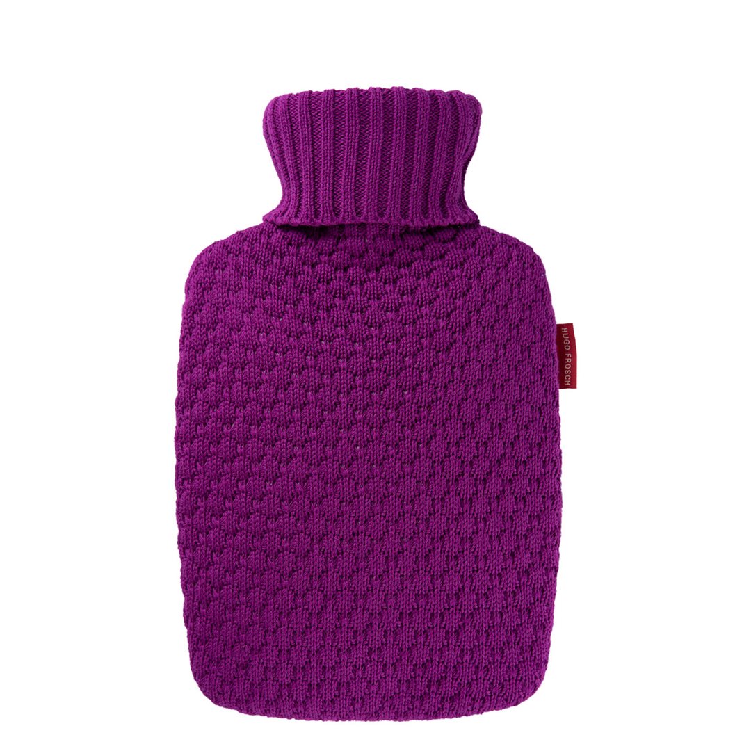 HUGO FROSCH Wärmflasche PVC Plant 1.8l mit Strickbezug Bio Himbeere