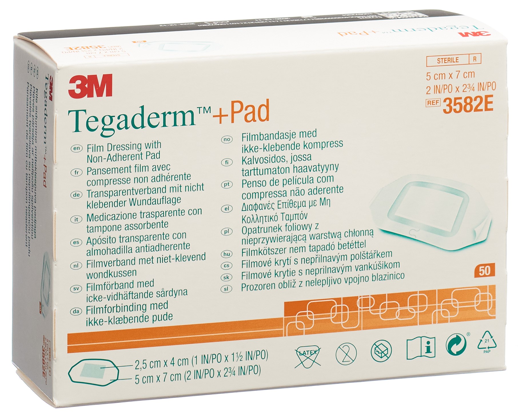 3M Tegaderm 5x7cm Wundkissen 2.5x4cm