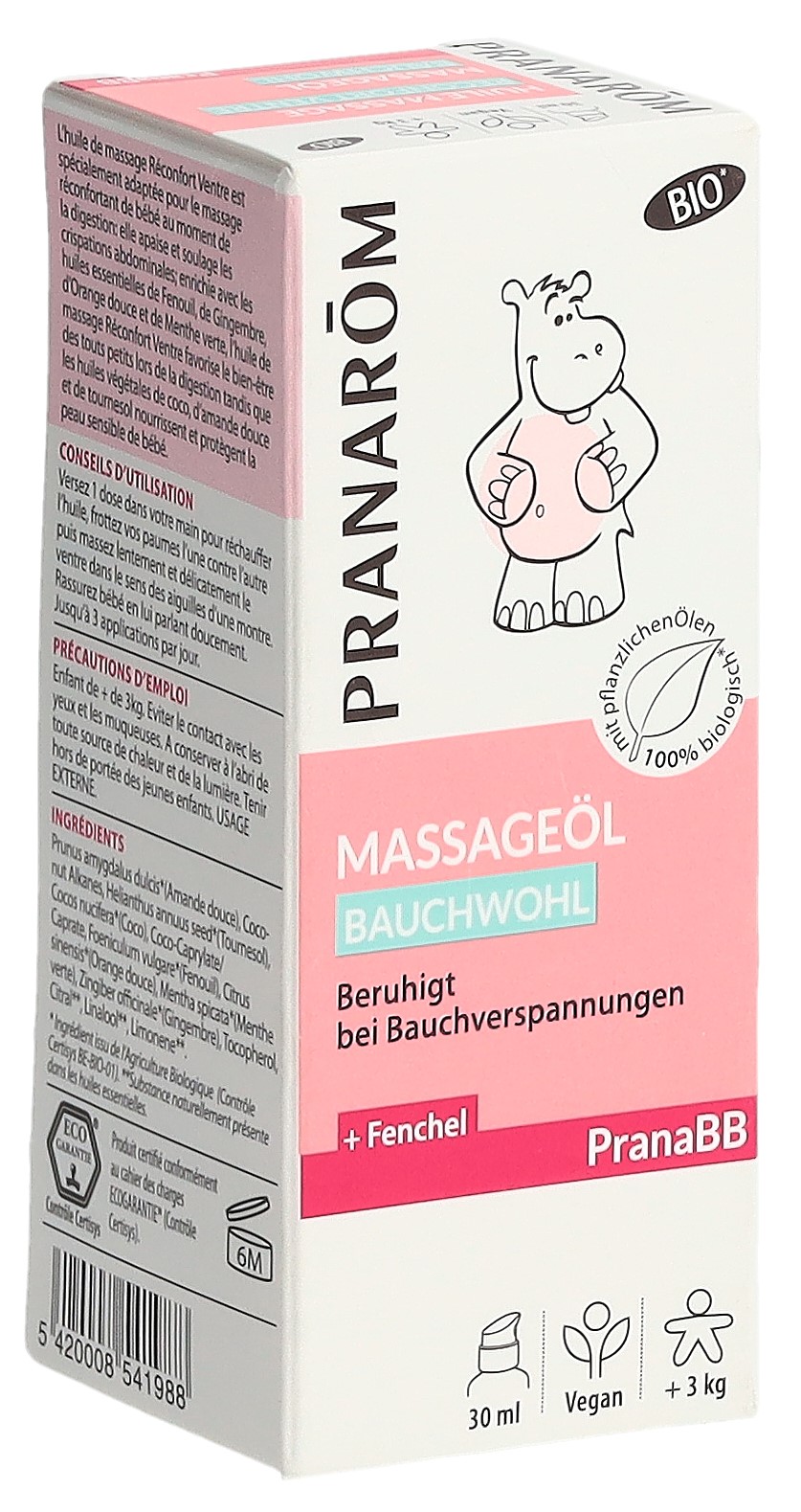 PRANARÔM PranaBB Massageöl Bauchwohl Bio Eco