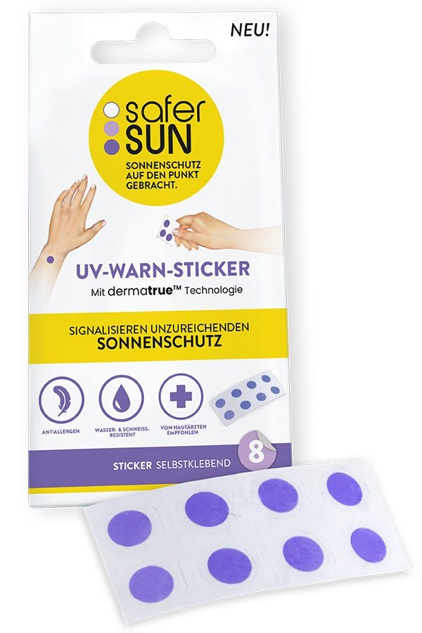 saferSUN UV-Warn-Sticker deutsch