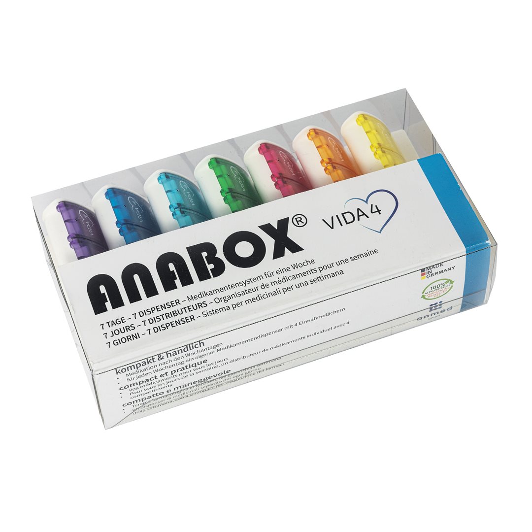 Anabox Medidispenser 7 Tage Vida 4 4 Fächer/Tag deutsch/französisch/italienisch