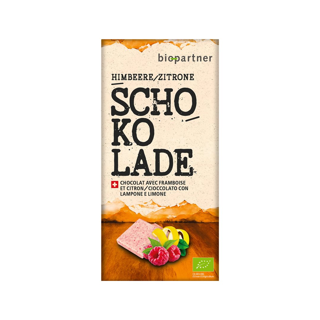 Bio Partner Schokolade weiss mit Himbeere und Zitrone