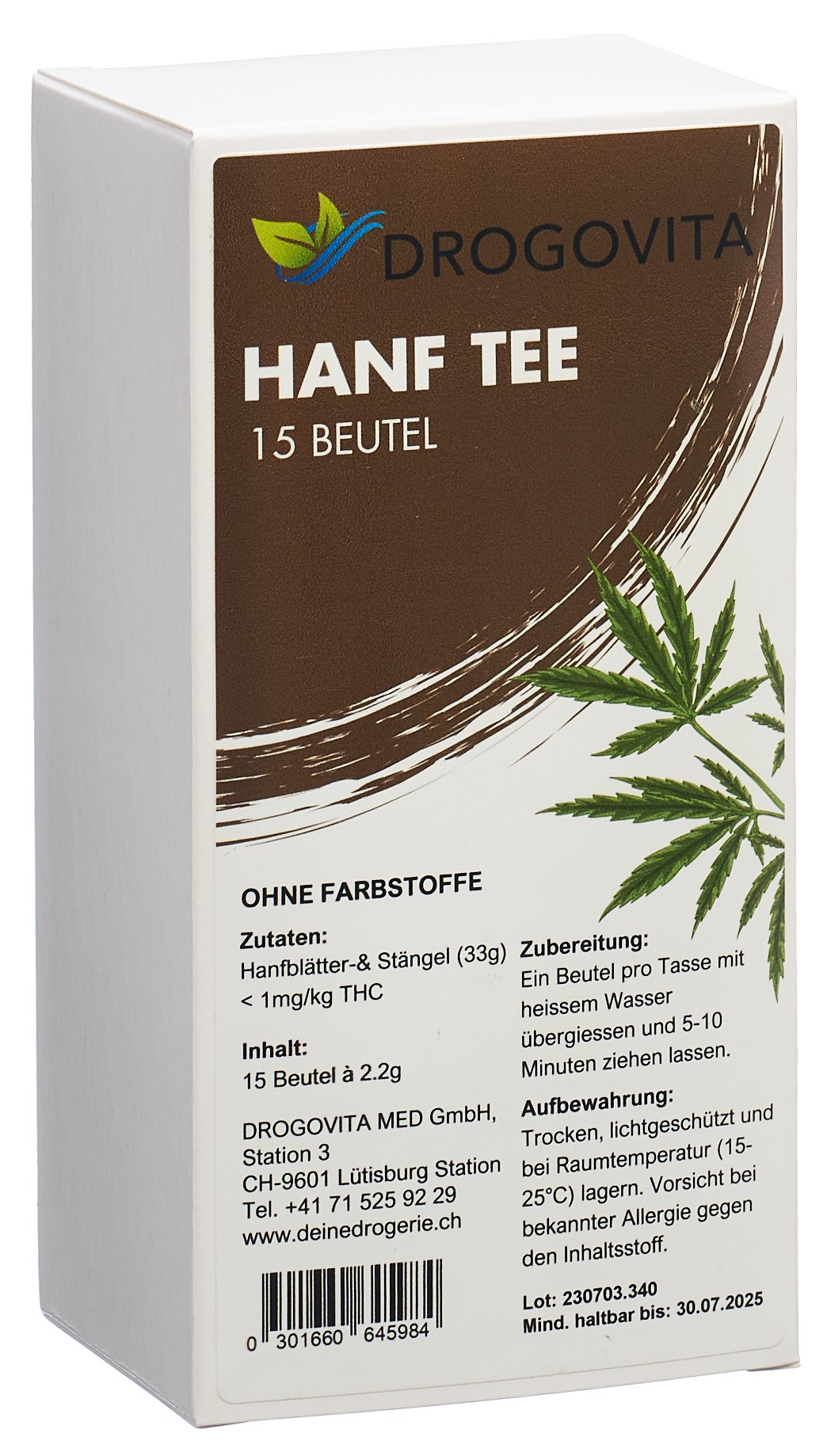 Drogovita Hanftee in Filterbeutel