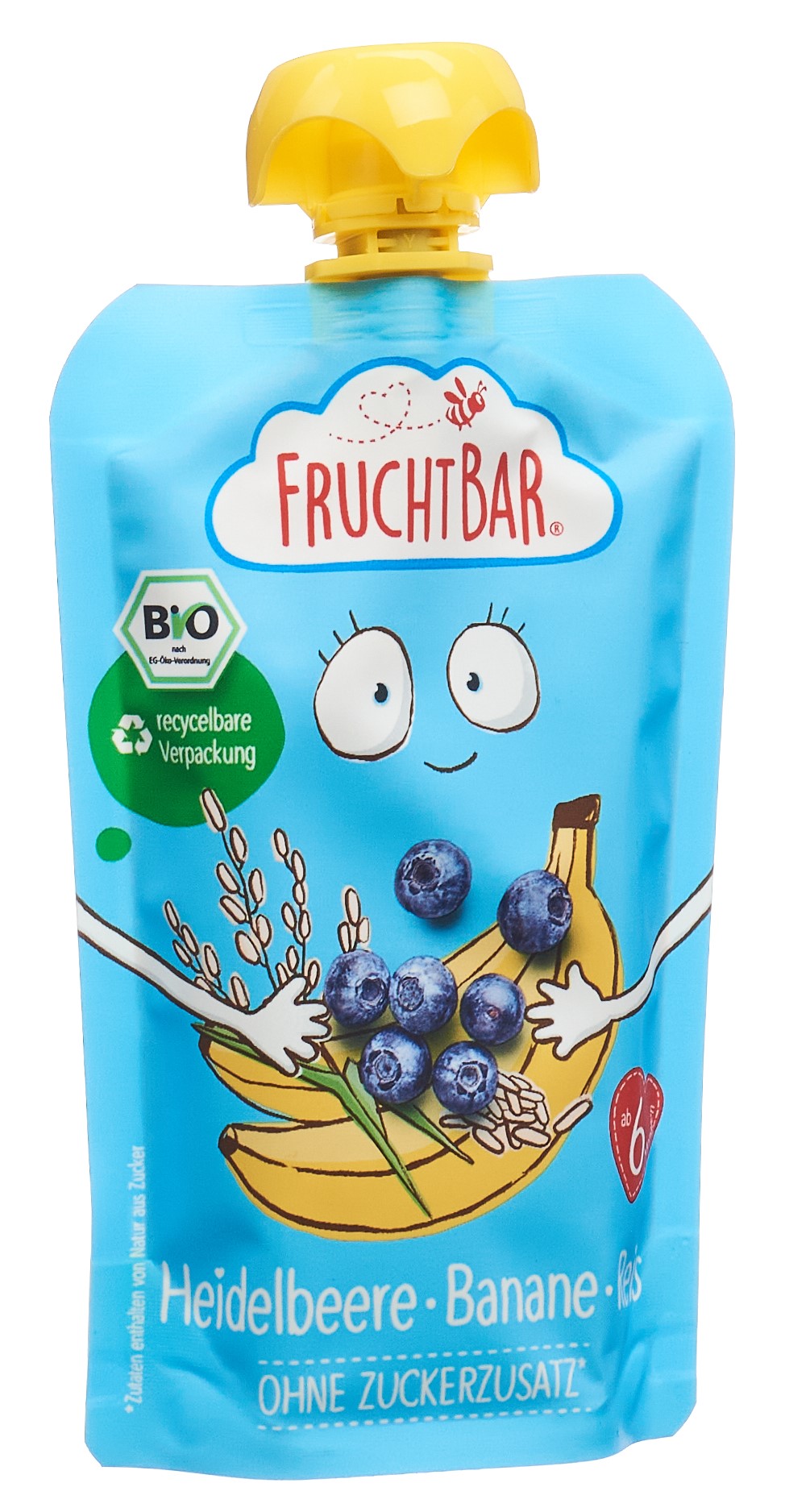 FRUCHTBAR Fruchtpüree Bio Heidelbeere Banane Reis