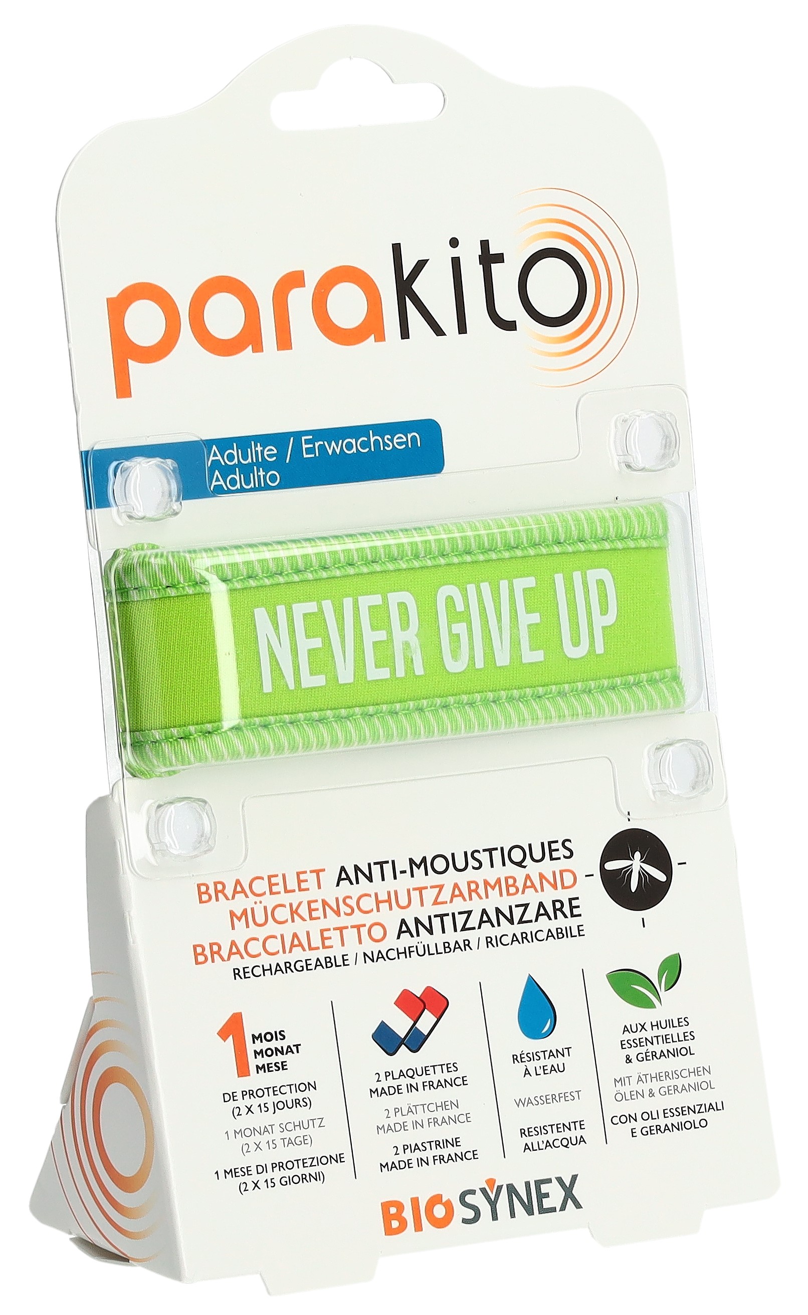parakito Armband Erwachsene Never Give Up grün