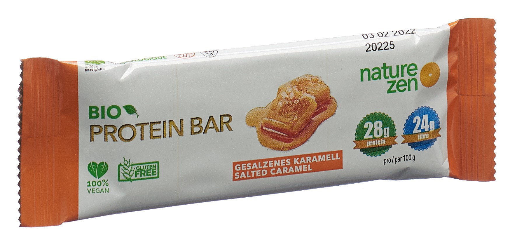 nature zen Proteinriegel biologisch gesales Karamell