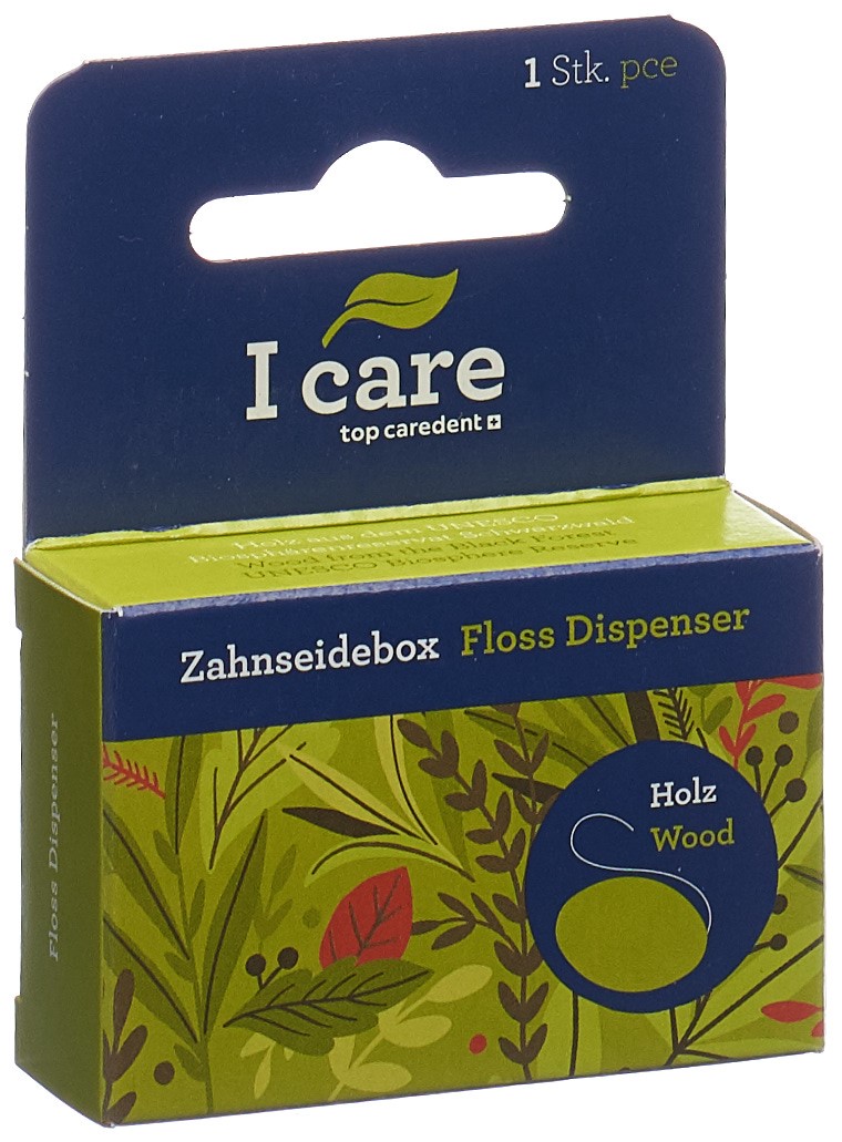 top caredent Holz Zahnseidebox mit Naturzahnseide Kardamom & Bienenwachs 25m