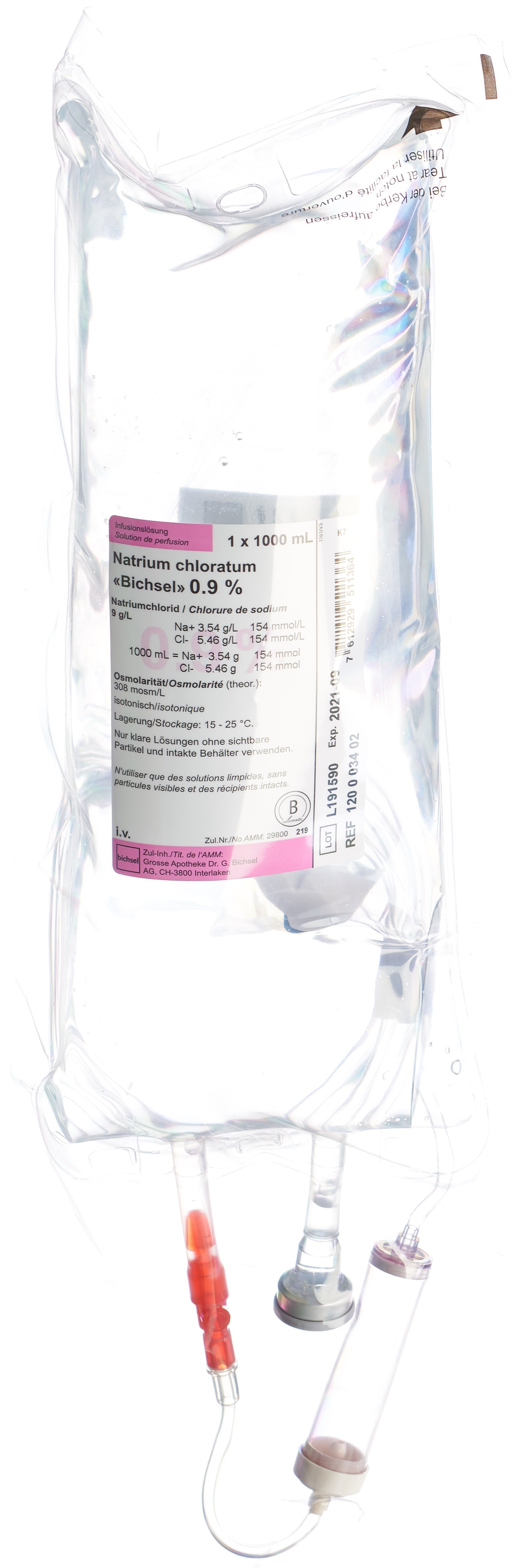NaCl Bichsel Inf Lös 0.9 % 1000ml PP-Beutel mit Besteck