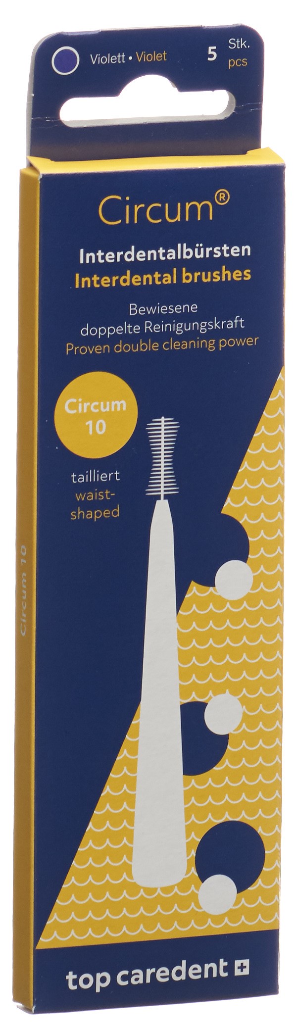 top caredent Circum 10 Interdentalbürsten violett mit Griff