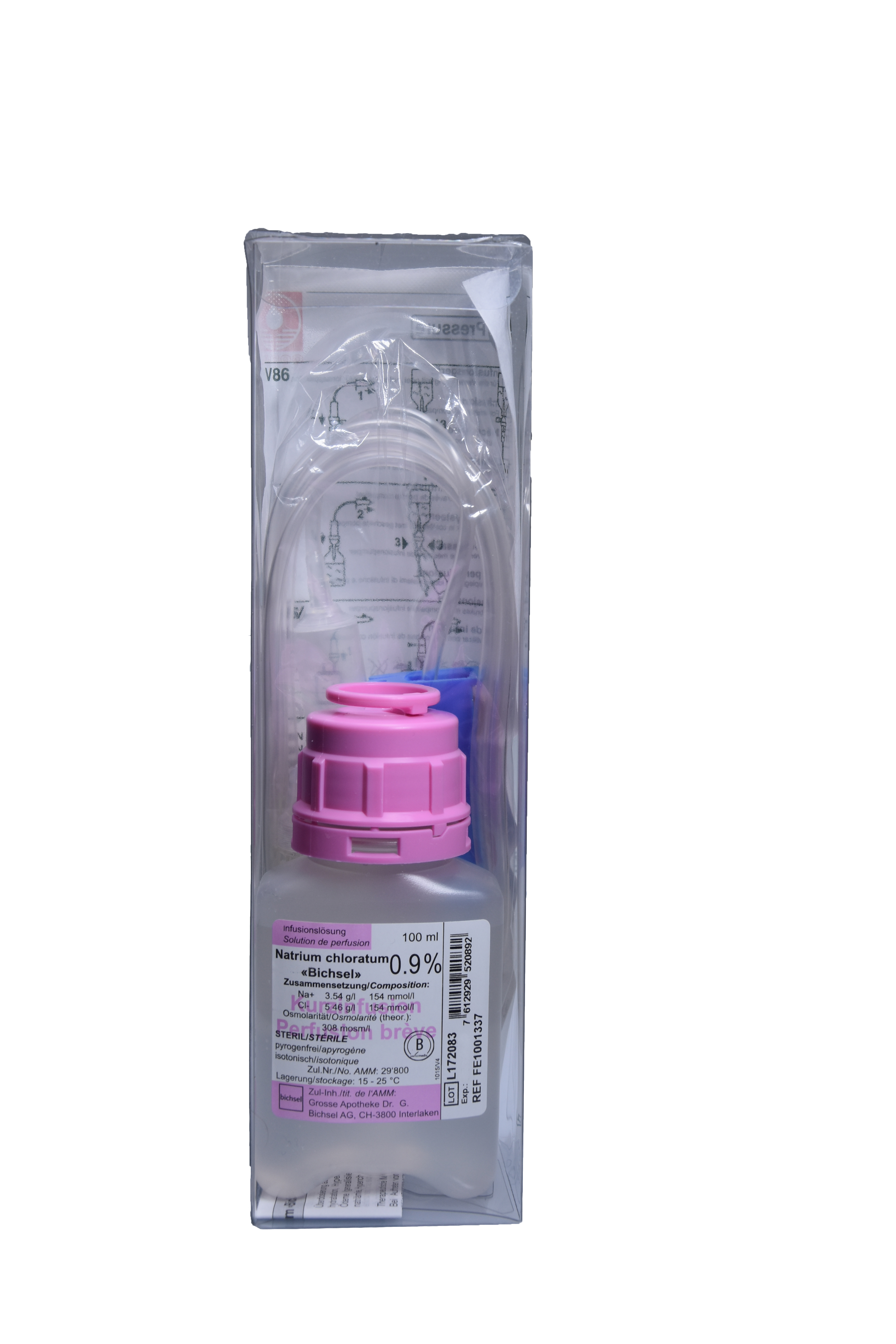 NaCl Bichsel Inf Lös 0.9 % 100ml Plastikflasche mit Besteck