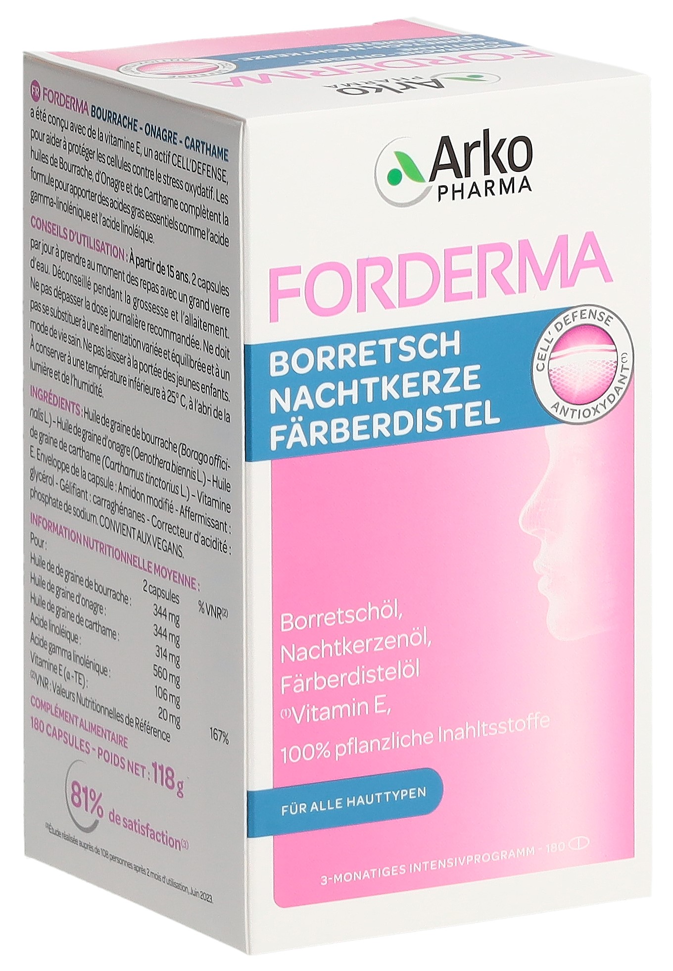 Arkopharma Forderma Borretsch Nachtkerze Färberdistel Kapsel