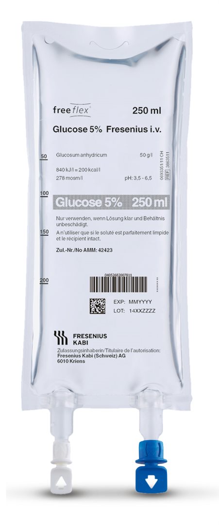 Glucose Fresenius Inf Lös 5 % 250ml Freeflex