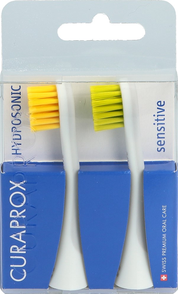 Curaprox Hydrosonic Ersatzbürstenkopf sensitive gelb-grün