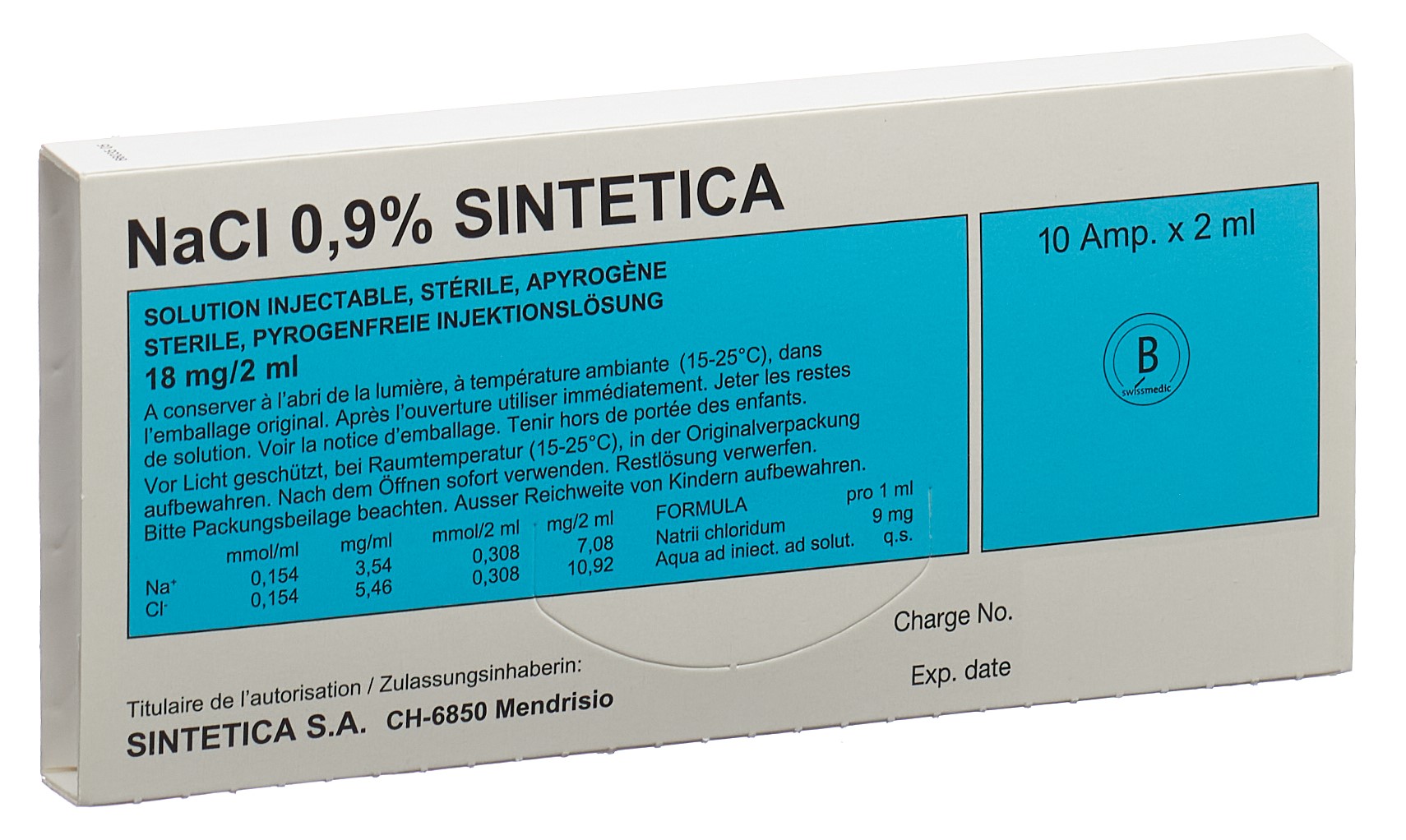 NaCl Sintetica 0.9% 18 mg/2ml 2 ml Ampullen