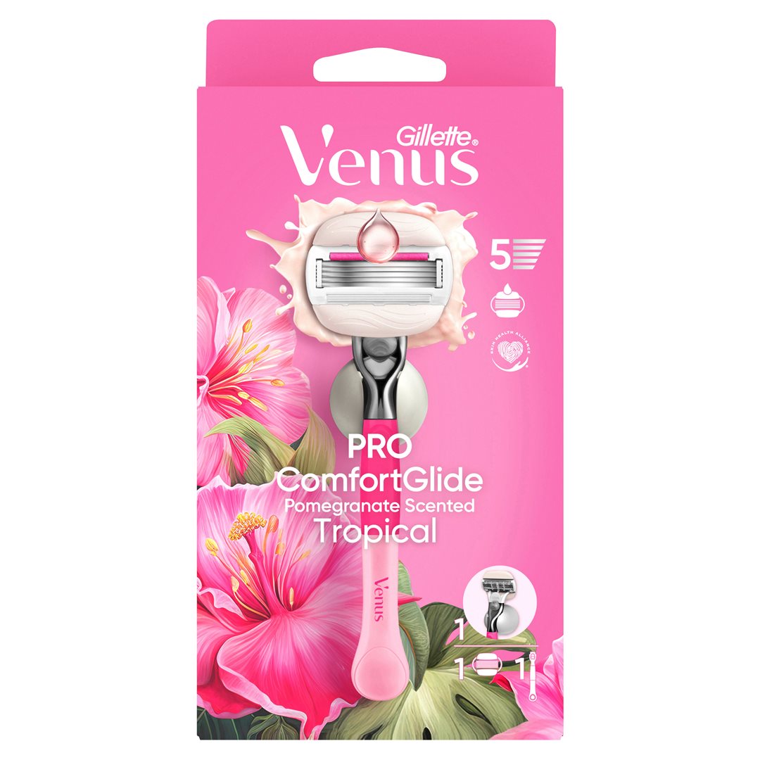 Gillette Venus Pro Comfortglide Tropical Rasierapparat mit 1 Klinge + Duschhänger