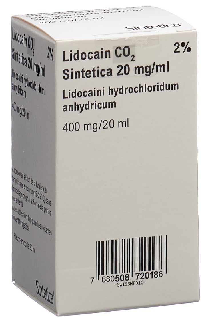 Lidocain CO2 Sintetica Inj Lös 2 %