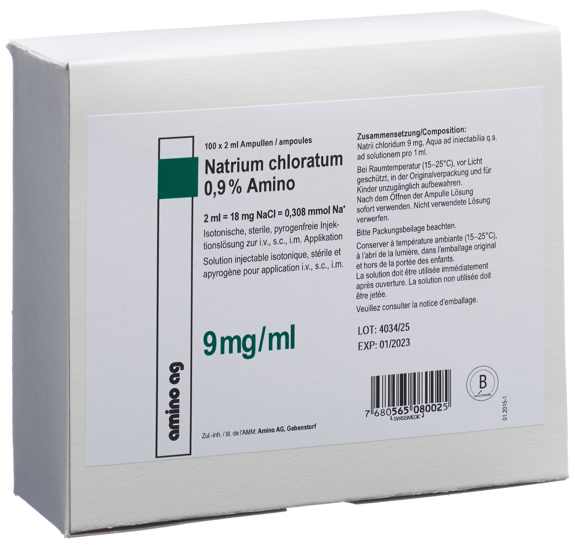 NaCl Amino Inj Lös 0.9 % 2 ml Ampullen Natrium Chloratum