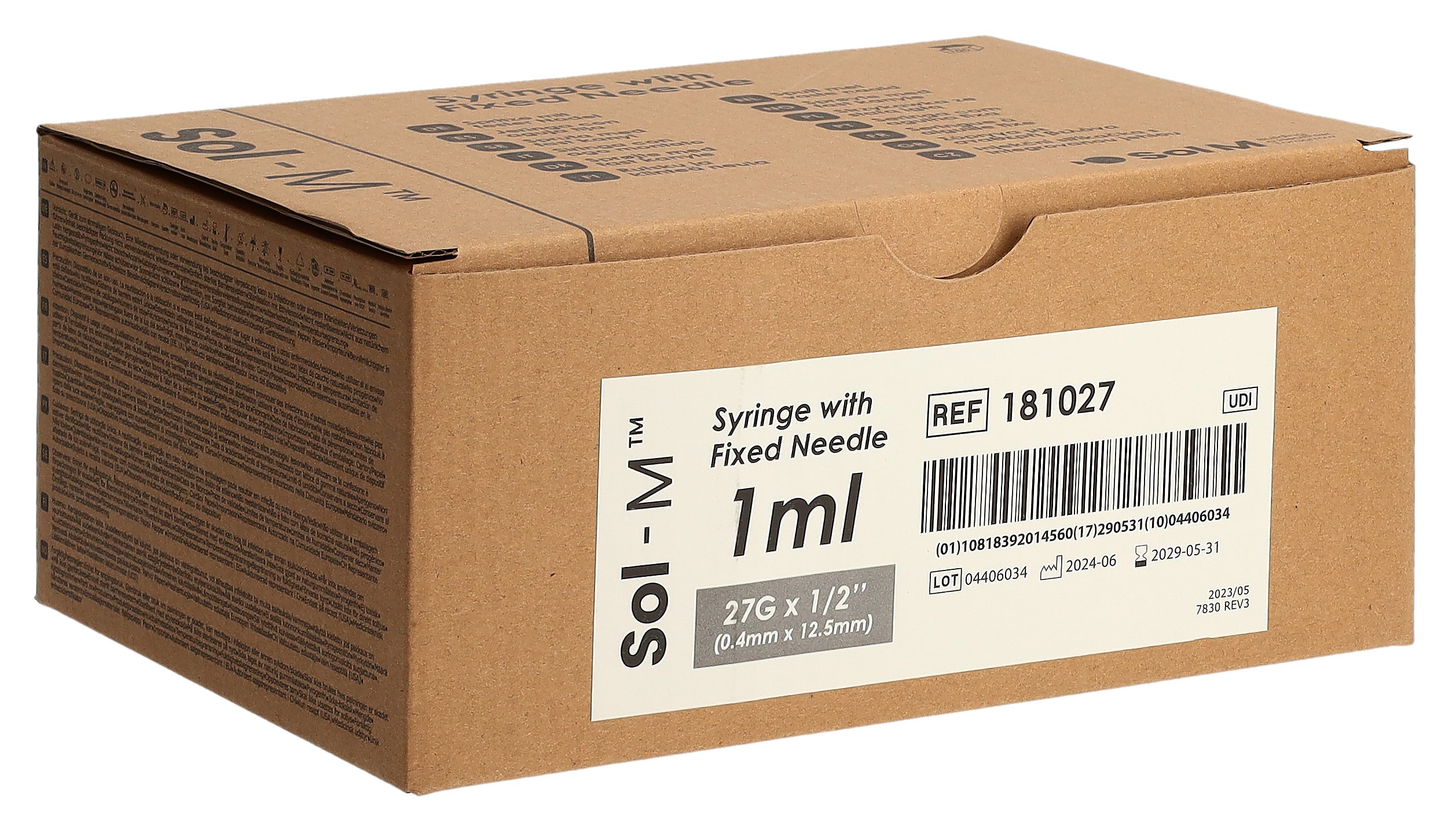SOL-M Spritze it fixierter Nadel 1l 27G 1/2